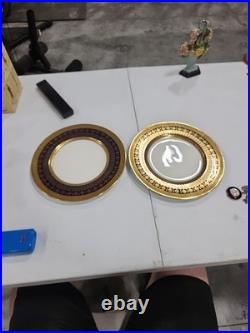 Cauldon Ltd England Antique Gilded Gold 10.5 Plate Set Encrusted Porcelian