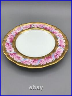 Cauldon Porcelain Plate Roses Gold Ribbon 1900's Mint
