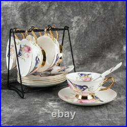 Ceramic Teacup China Tea Cup Spoon Sets British Cafe Porcelain Coffee Drinkware