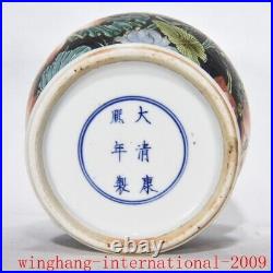 China Ancient wucai porcelain Black gold glaze lotus leafage grain tank pot pair