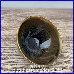 China Antique porcelain Song Jianyao rabbit hair Tracing gold edge Small tea cup