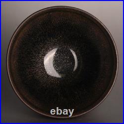 China Jian Kiln PorcelainLi-Marked Black-Gold Hare's-FurJian Zhan Teacup/Tea B