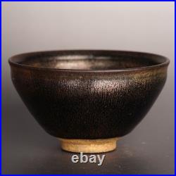 China Jian Kiln PorcelainLi-Marked Black-Gold Hare's-FurJian Zhan Teacup/Tea B