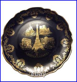 China Plates Vintage Real Gold Imperia Limoges France Dark Cobalt Blue Porcelain