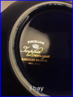 China Plates Vintage Real Gold Imperia Limoges France Dark Cobalt Blue Porcelain