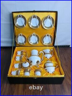 China Porcelain Tea Set Thun 1794 CZECH 24CT GOLD 15Pcs Checker Vng 1 Damaged