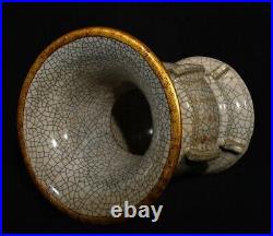 China Song Ge kiln porcelain flowers grain lettering gold Jinkou Bottle Pot Vase