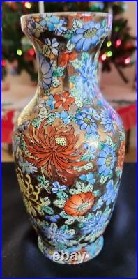 China's Last Dynasty Qianlong Qing Famille Rose Golden Gilded Vase-Antique-Blu