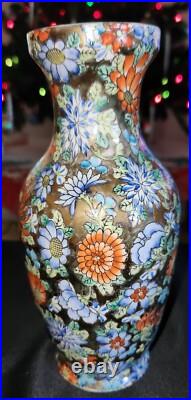 China's Last Dynasty Qianlong Qing Famille Rose Golden Gilded Vase-Antique-Blu