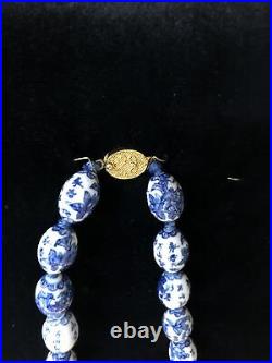 Chinese Antique Porcelain Look Necklace 14 K Gold