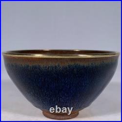 Chinese Antique Song Dynasty Jian Ware Porcelain Cover With Gold Leaf Bowls