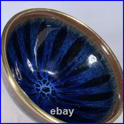 Chinese Antique Song Dynasty Jian Ware Porcelain Cover With Gold Leaf Bowls