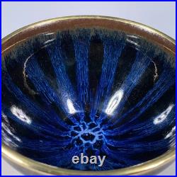 Chinese Antique Song Dynasty Jian Ware Porcelain Cover With Gold Leaf Bowls