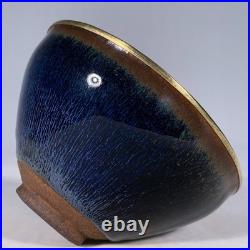Chinese Antique Song Dynasty Jian Ware Porcelain Cover With Gold Leaf Bowls