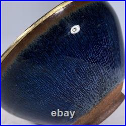 Chinese Antique Song Dynasty Jian Ware Porcelain Cover With Gold Leaf Bowls