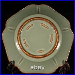 Chinese Antique Song Dynasty Yue Ware Porcelain Cover With Gold Leaf Plates