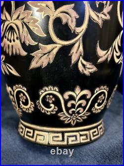 Chinese Black and Gold Tapestry Porcelain Vase 10.5