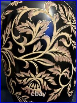 Chinese Black and Gold Tapestry Porcelain Vase 10.5