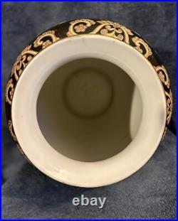 Chinese Black and Gold Tapestry Porcelain Vase 10.5