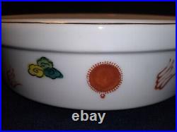 Chinese Dragon Serving Bowl Gold Trim Thick Porcelain Serving Large 8.5