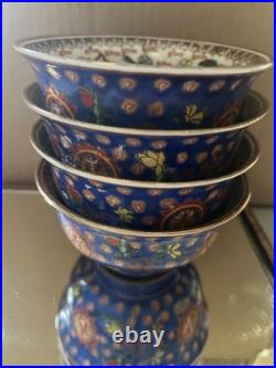 Chinese Emperor Porcelain Hand Painted Bowl with Qianlong Mark Gold Trim Blue 4 Chinese Emperor Porcelain Hand Painted Bowl with Qianlong Mark Gold Trim Blue 4