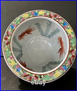 Chinese Famille Verte Oriental Asian Pottery Porcelain Fish Bowl Ceramic Planter