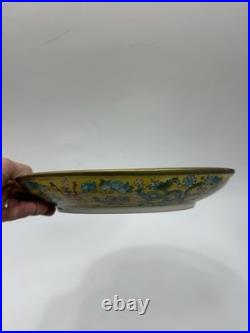 Chinese Gold Dragon Sgraffito Famille Rose Porcelain Plate Dish Qianlong Mark 12