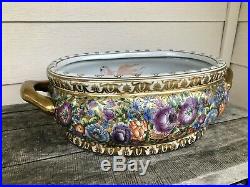Chinese Gold & Floral Motif Porcelain Foot Bath/ Planter