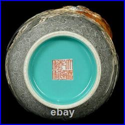 Chinese Ink color Porcelain Gilded Relief Exquisite Arhat Vase 10757