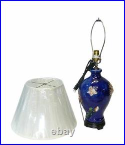 Chinese Navy Blue Flower Porcelain Vase Base Table Lamp vs025