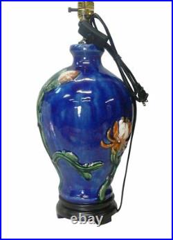 Chinese Navy Blue Flower Porcelain Vase Base Table Lamp vs025