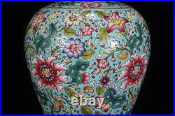 Chinese Pastel Porcelain Gilded HandPainted Exquisite Flowers&Plants Vase 15573