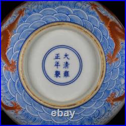 Chinese Pastel Porcelain Gilded Hand Painted Exquisite Dragon Pattern Bowl 10969