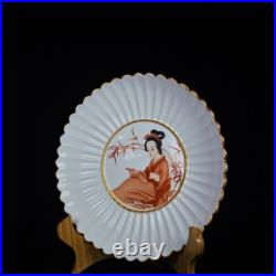 Chinese Pastel Porcelain Gilded Hand Painted Exquisite Figure Plate 11670