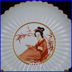 Chinese Pastel Porcelain Gilded Hand Painted Exquisite Figure Plate 11670