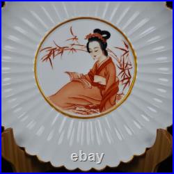 Chinese Pastel Porcelain Gilded Hand Painted Exquisite Figure Plate 11670