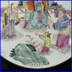 Chinese Pastel Porcelain Gilded Hand Painted Exquisite Figure Plates 11945
