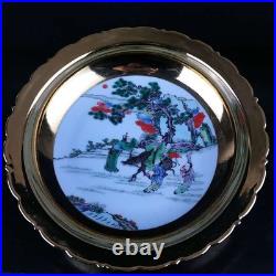 Chinese Pastel Porcelain Hand Painted Exquisite Figures Gilded Plates 7863