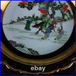 Chinese Pastel Porcelain Hand Painted Exquisite Figures Gilded Plates 7863