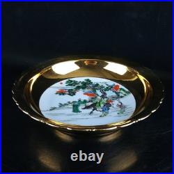 Chinese Pastel Porcelain Hand Painted Exquisite Figures Gilded Plates 7863