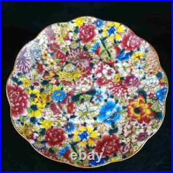 Chinese Pastel Porcelain Hand Painted Ten Thousand Flowers Gilded Plates 6354