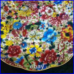 Chinese Pastel Porcelain Hand Painted Ten Thousand Flowers Gilded Plates 6354