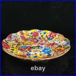 Chinese Pastel Porcelain Hand Painted Ten Thousand Flowers Gilded Plates 6354