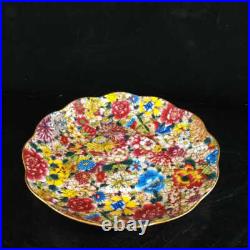 Chinese Pastel Porcelain Hand Painted Ten Thousand Flowers Gilded Plates 6354
