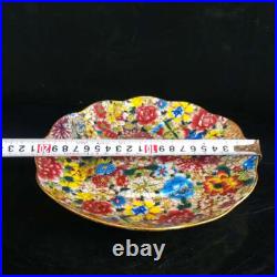 Chinese Pastel Porcelain Hand Painted Ten Thousand Flowers Gilded Plates 6354