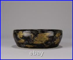 Chinese Porcelain Gilded Handmade Exquisite Crane Pattern Brush Washe 19467
