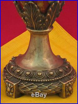 Chinese Porcelain Urn Vase Bronze Crackle Hand Painted & Handmade Gold Trim