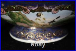 Chinese Rare China Trader Cobalt Blue Embossed Gold Footed Centerpiece Compote
