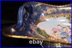 Chinese Rare China Trader Cobalt Blue Embossed Gold Footed Centerpiece Compote