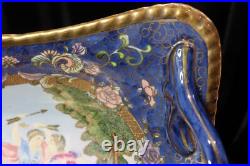 Chinese Rare China Trader Cobalt Blue Embossed Gold Footed Centerpiece Compote